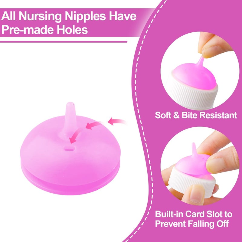Xuanda Pet Feeding Nipple with Syringe, Soft Silicone Nursing Pet Feeding Bottle, Ventilation Valve Resistant Tearing for Puppies, Kittens, Rabbit, Small Wildlife (S Nipple,Pink) - Image 3